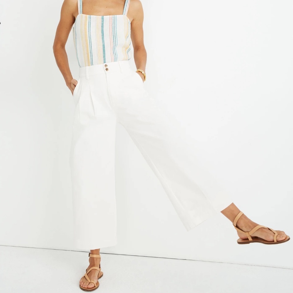 Madewell Pleated Wide-Leg Pants in Lighthouse